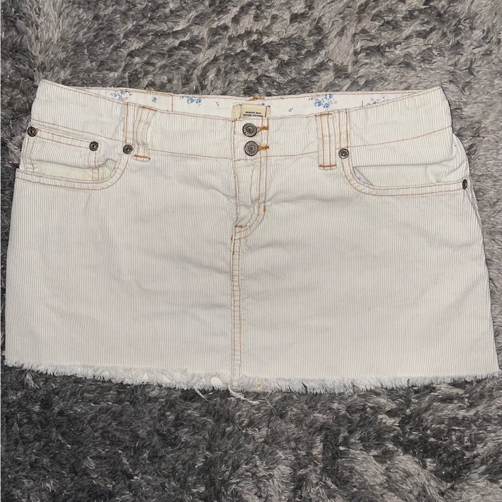 White Velvet Corduroy Abercrombie & Fitch Jean Mini Skirt